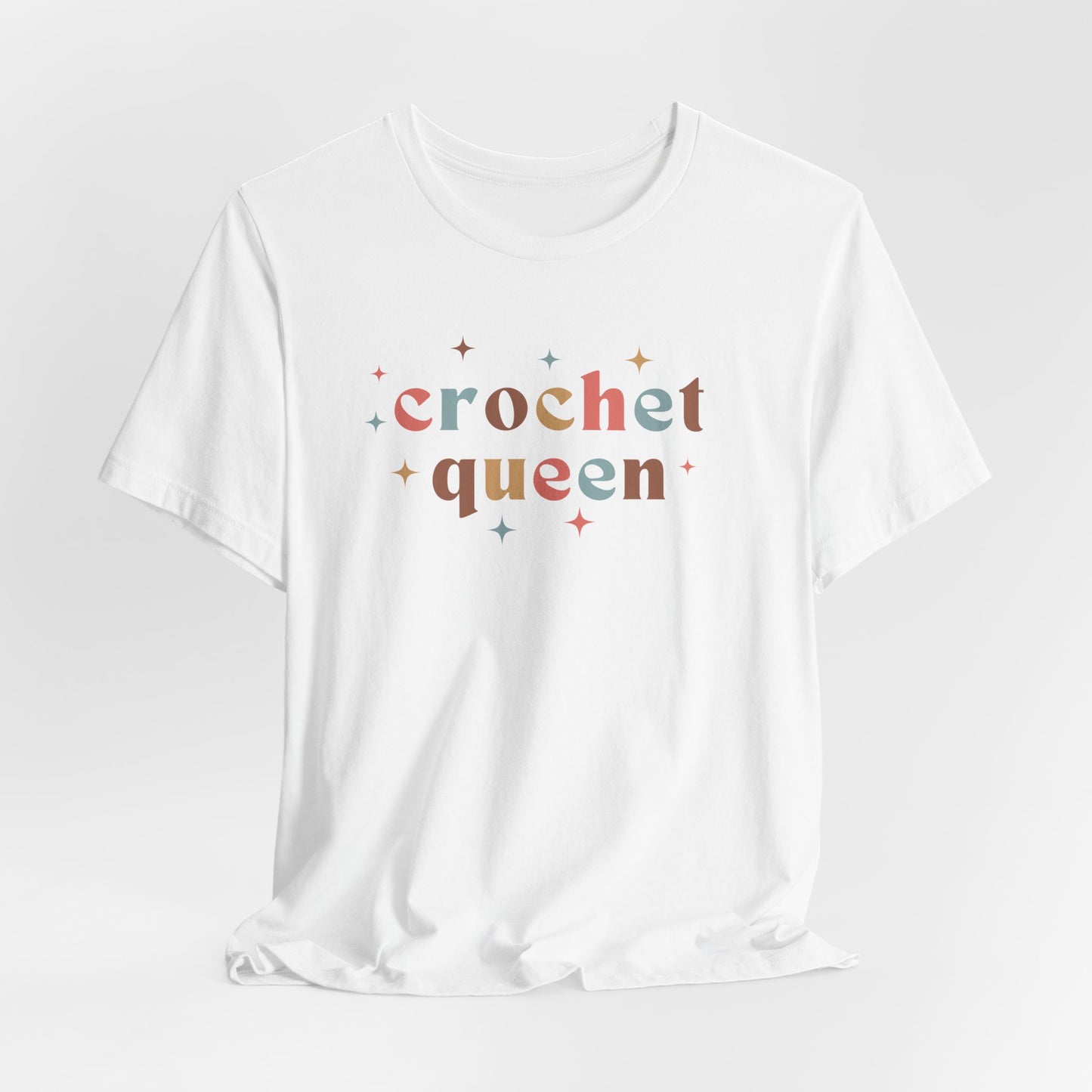 Crochet Queen T-Shirt – Cute Colorful Crocheter Shirt with Stars
