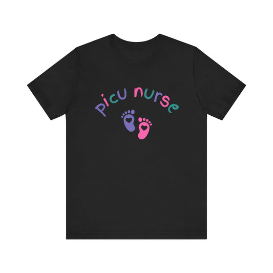 PICU Nurse T Shirt with Baby Feet