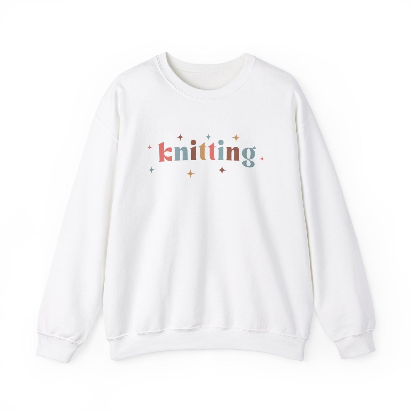 Knitting Color Lettering with Stars Sweatshirt