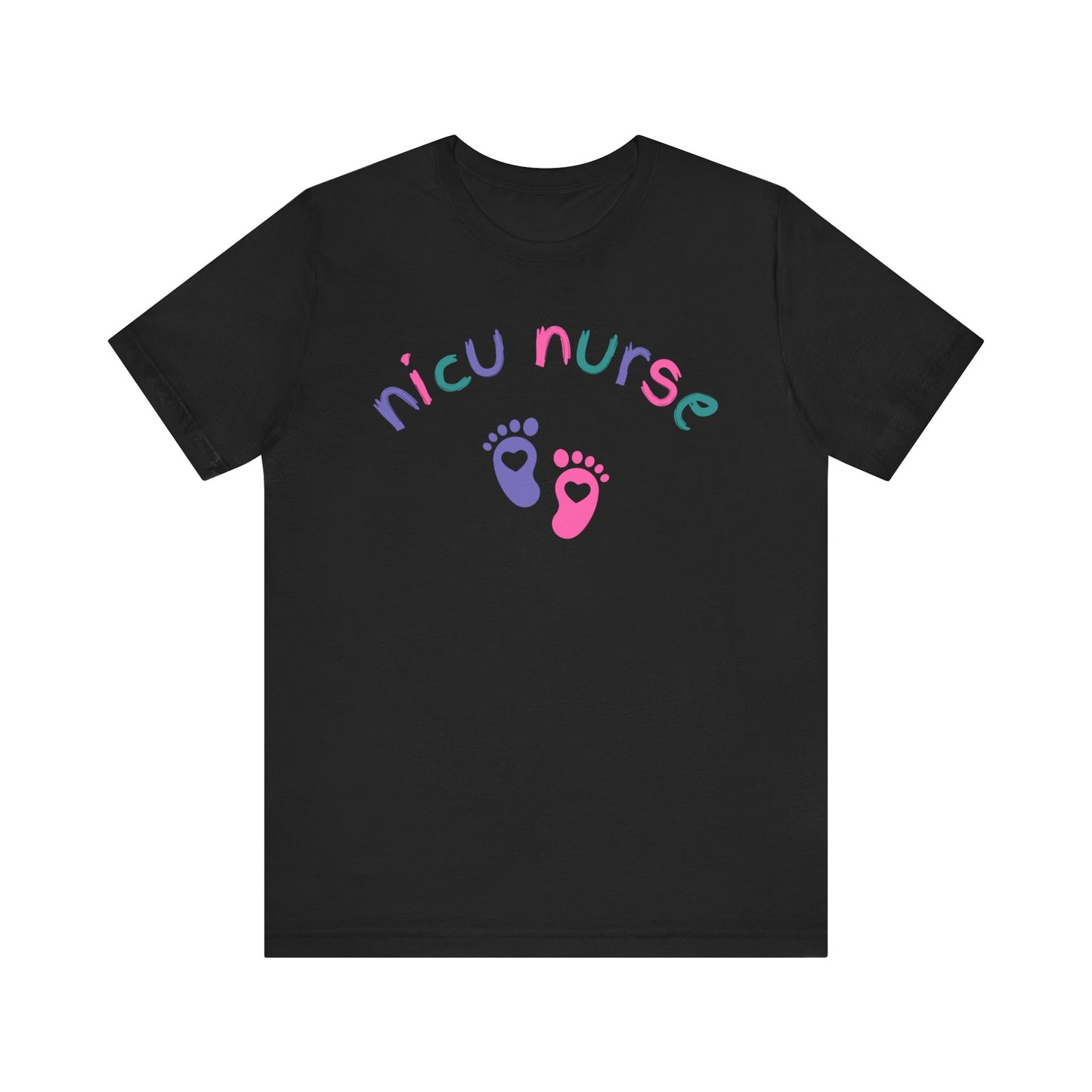 NICU Nurse T Shirt with Baby Feet Icons