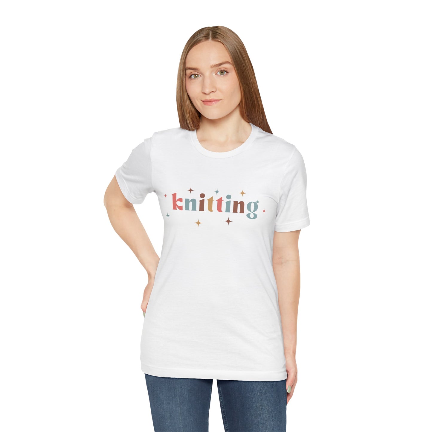 Knitting T-Shirt – Cute Colorful Knit Lover Shirt with Stars