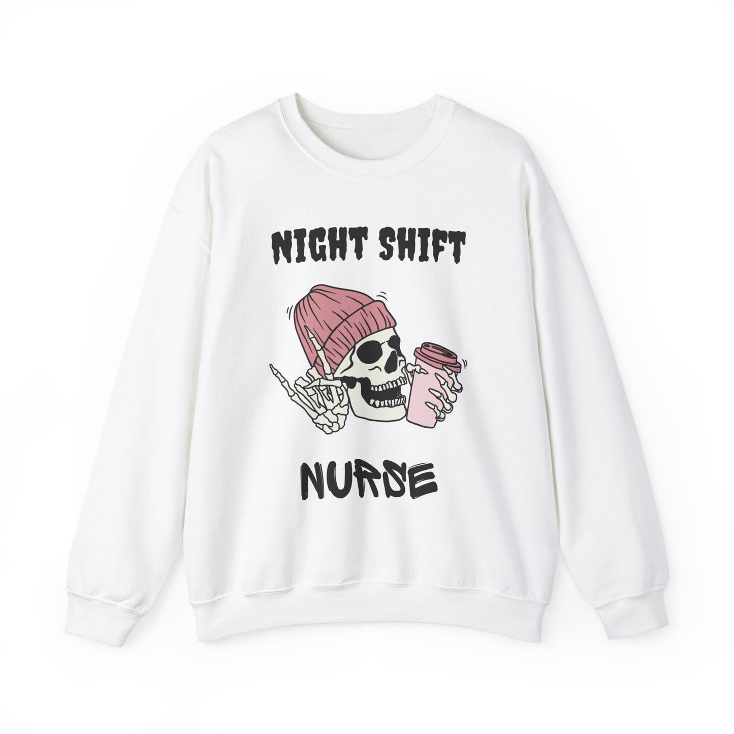 Night Shift Nurse Skull and Coffee Sweatshirt