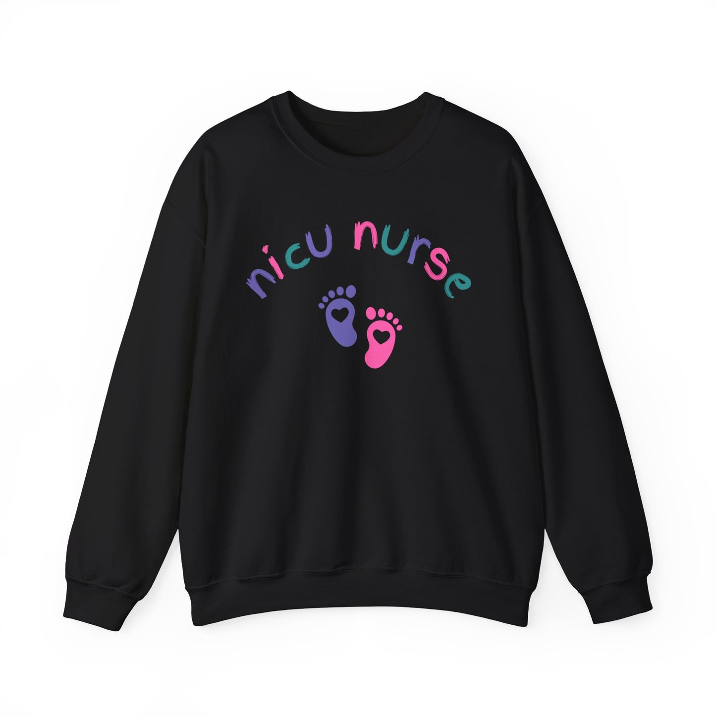 NICU Nurse Sweatshirt with Baby Feet Icons