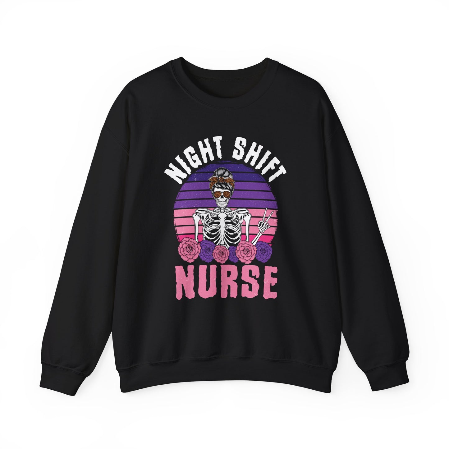 Night Shift Sweatshirt with Skeleton Lady