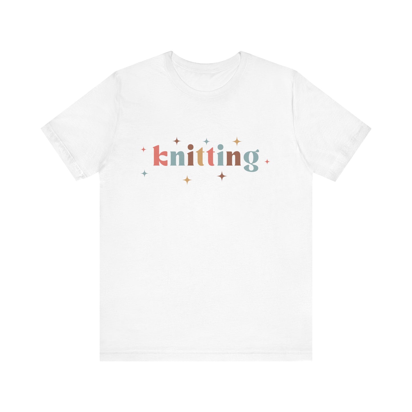 Knitting with Colorful Letters and Starts T-Shirt