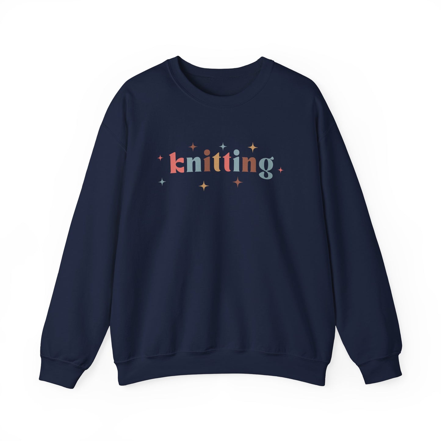 Knitting Color Lettering with Stars Sweatshirt