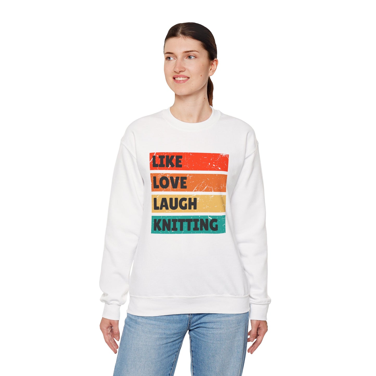 Like Love Laugh Knitting Sweatshirt – Cozy Knit Lover Pullover