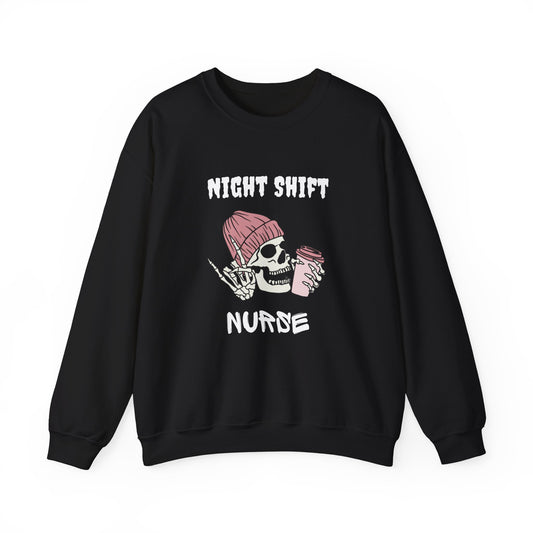 Night Shift Nurse Skull and Coffee Sweatshirt