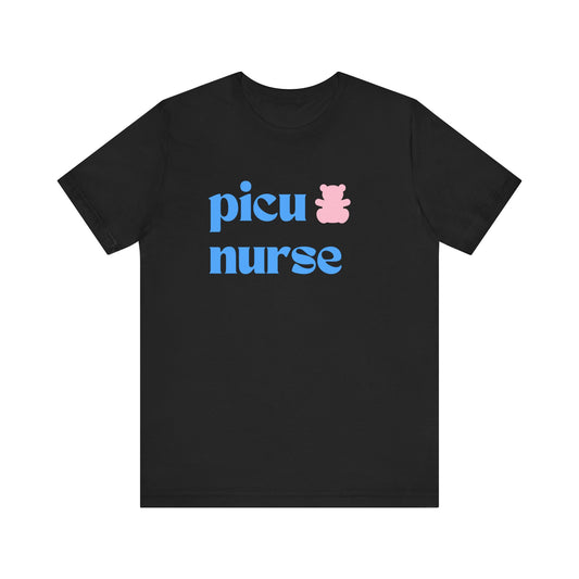 PICU Nurse T Shirt with Teddy Bear