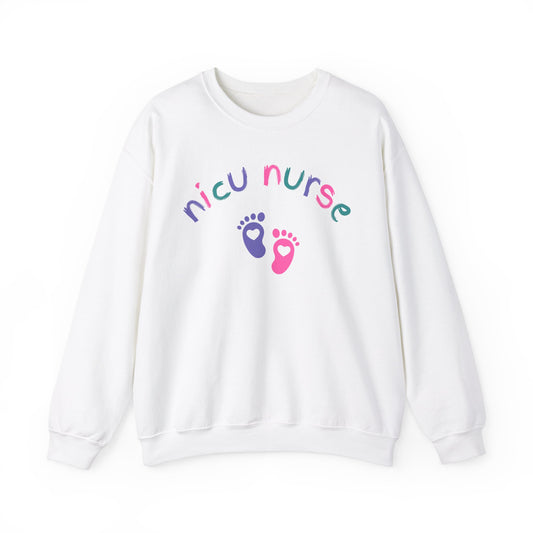 NICU Nurse Sweatshirt with Baby Feet Icons