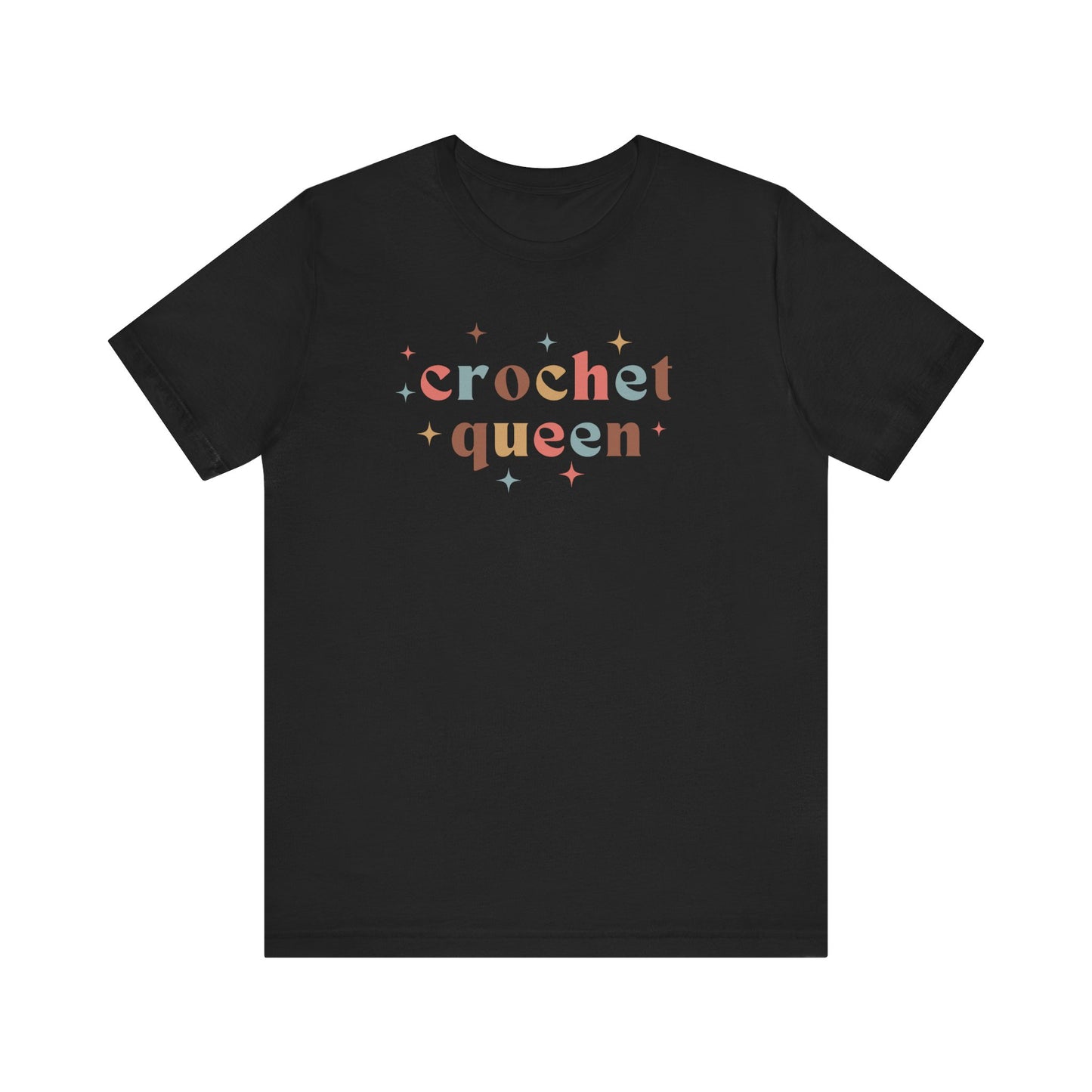 Crochet Queen T-Shirt – Cute Colorful Crocheter Shirt with Stars