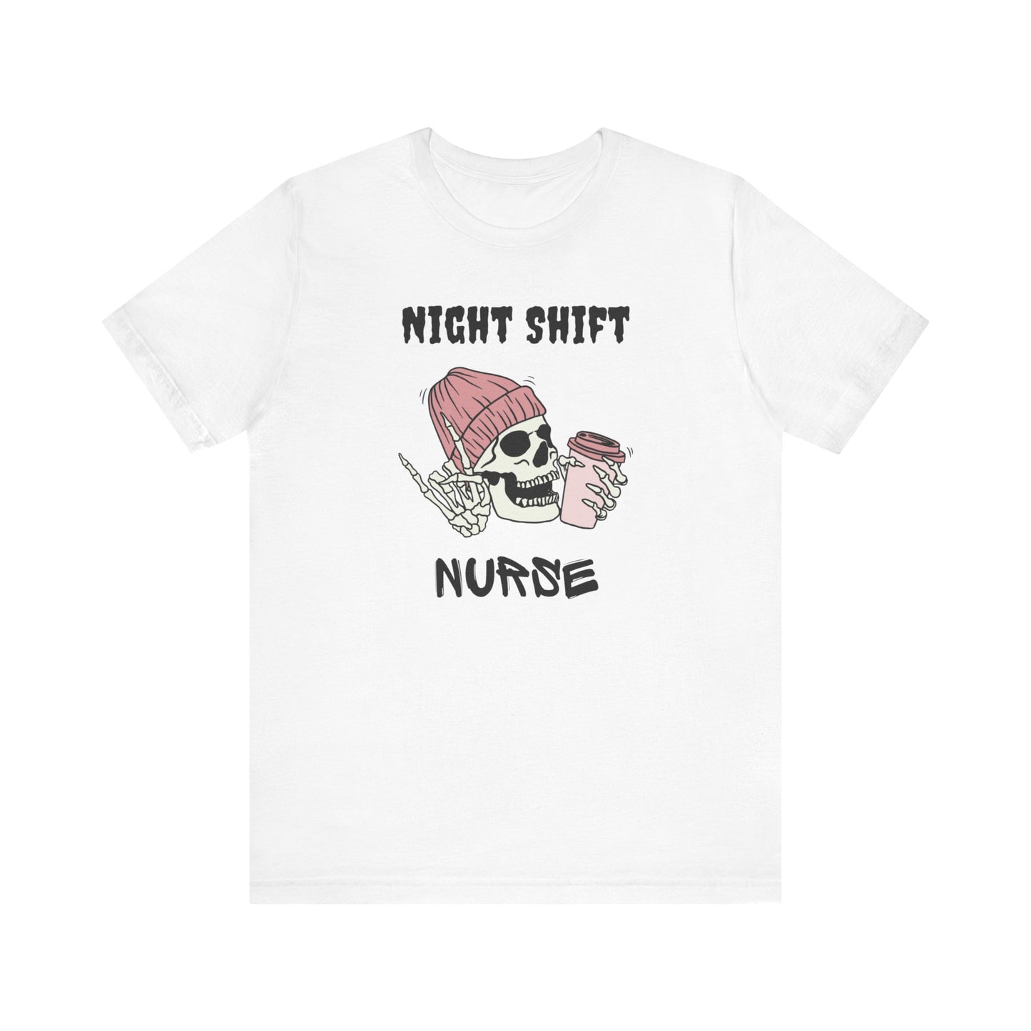 Night Shift Nurse T-Shirt with Skull and Coffee