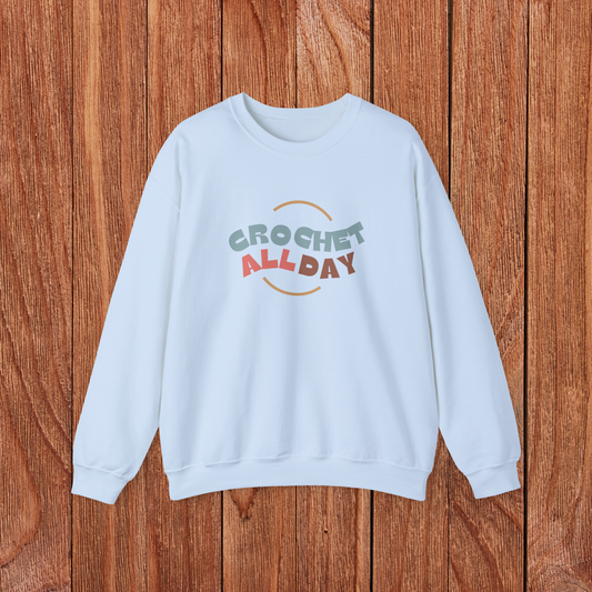 Crochet All Day Sweatshirt – Fun Wavy Crochet Lover Pullover