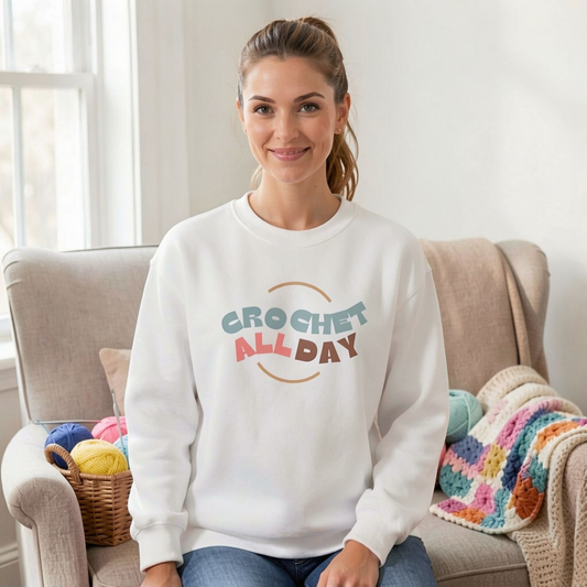Crochet All Day Sweatshirt – Fun Wavy Crochet Lover Pullover