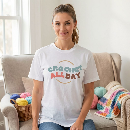 Crochet All Day T-Shirt – Fun Wavy Crochet Lover Shirt