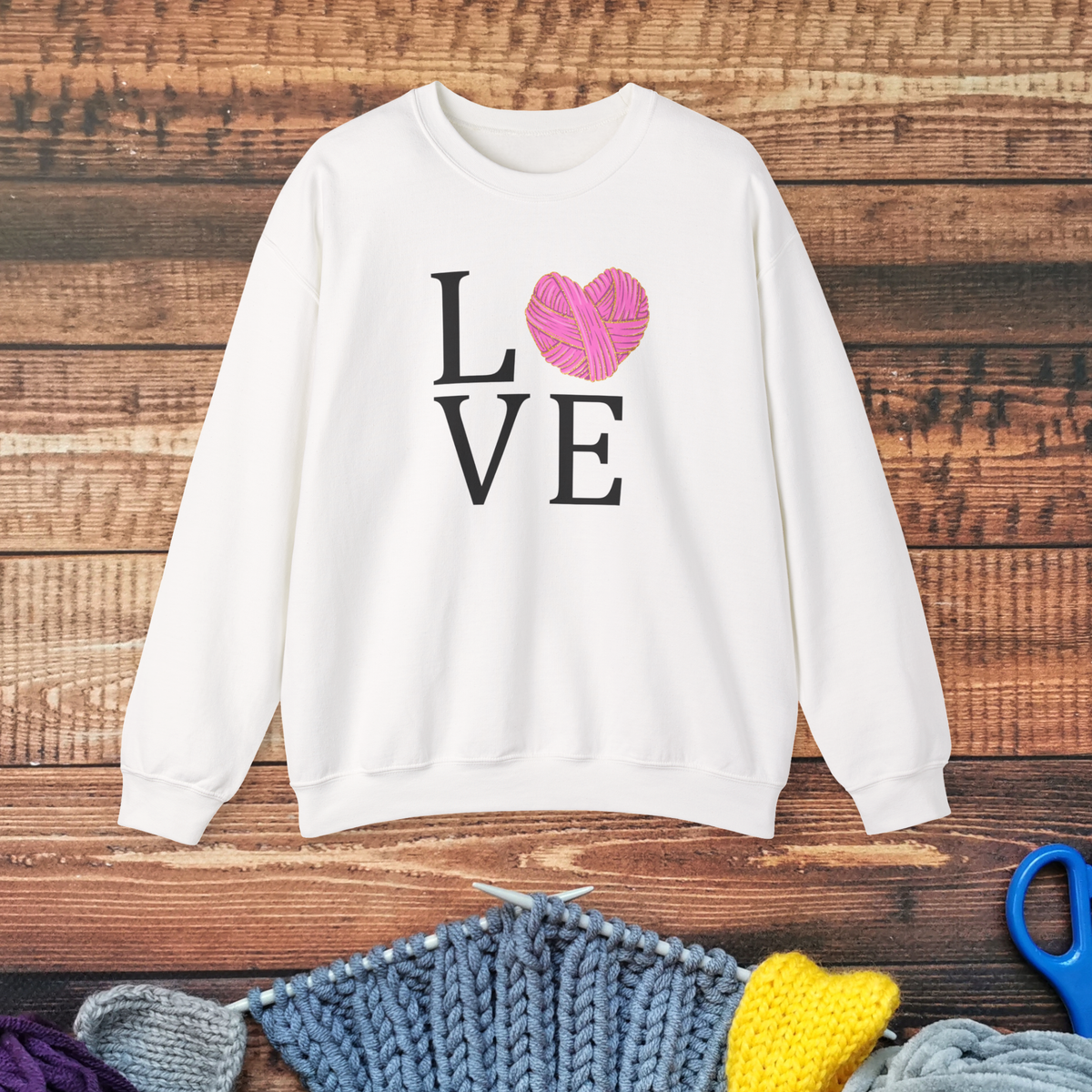 Love Knitting Sweatshirt – Yarn Ball LOVE Design Pullover