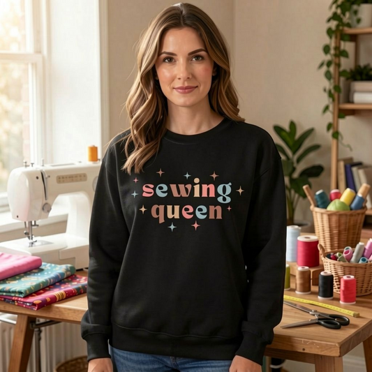 Sewing Queen Sweatshirt – Cute Colorful Sewist Pullover with Stars