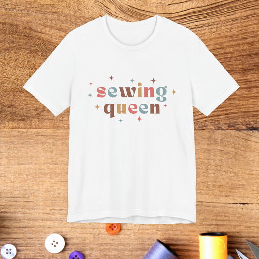 Sewing Queen T-Shirt – Cute Colorful Sewer Shirt with Stars